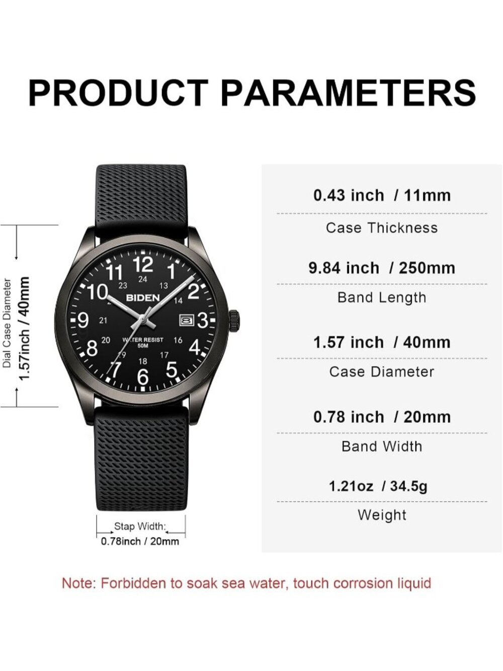 Men's All Black Analog Quartz Expansion Band Easy Reader Waterproof Wrist Watch - Picture 2 of 6